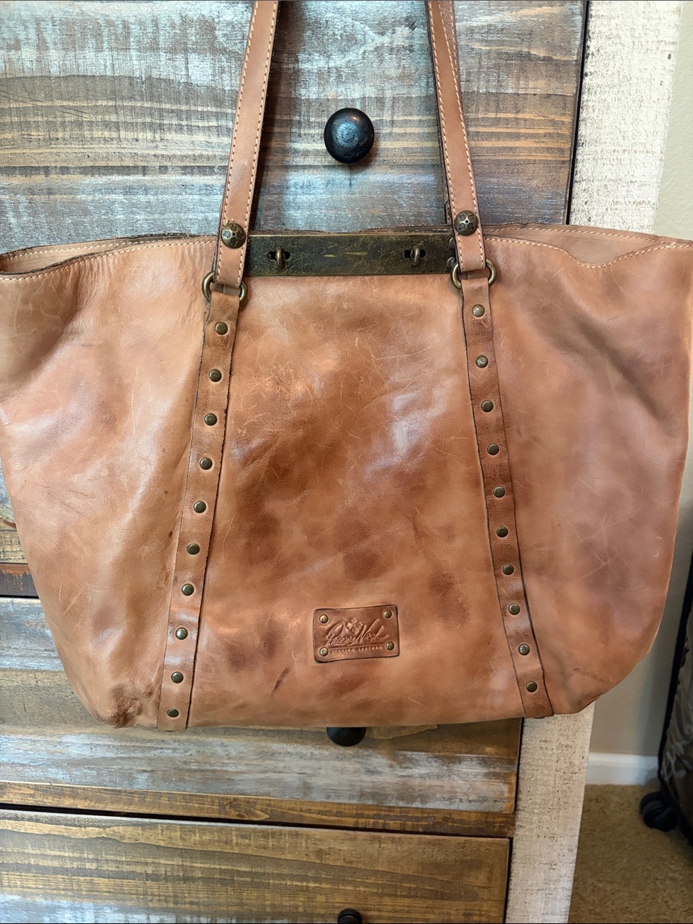Patricia Nash Tan Leather Studded Tote